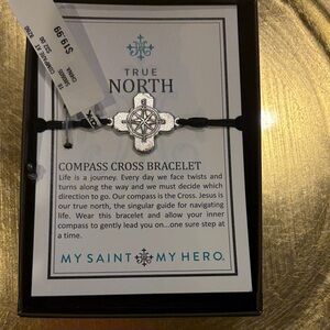 My Saint My Hero Silver Compass Cross Bracelet